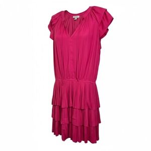 Current Air Pink Ruffle‎ Sleeve Tiered Mini Dress Womens Size Small